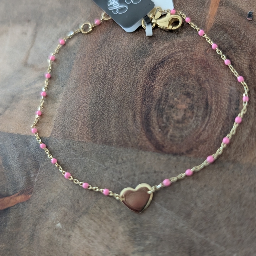 Saks Fifth Avenue 14K Goldplated Sterling Silver Heart Bracelet + Dust Bag Nwt❤️